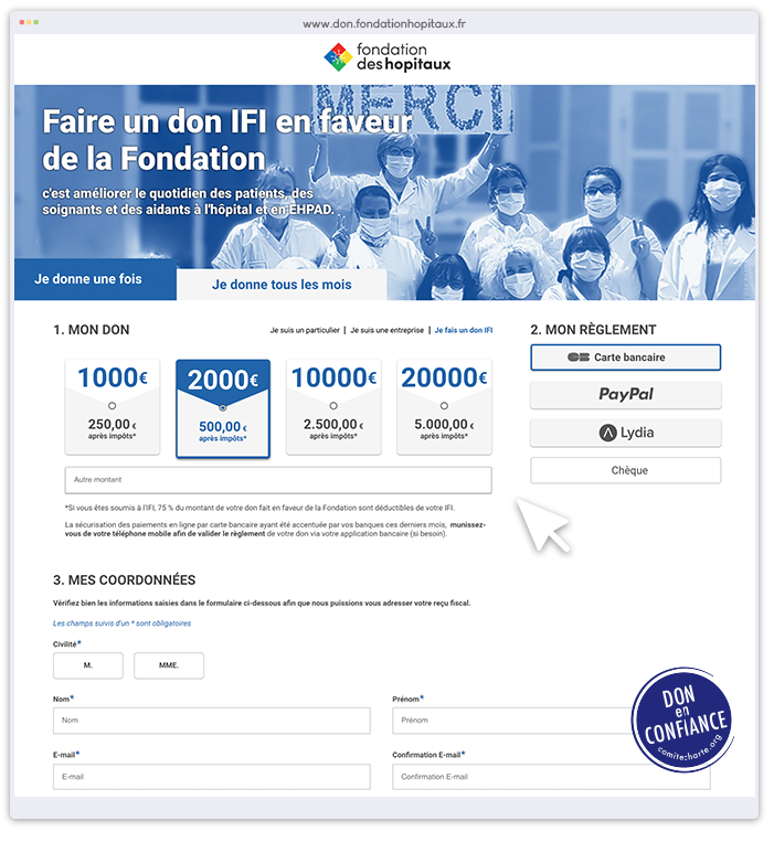 aire un don IFI en faveur de la Fondation des Hôpitaux