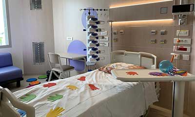 Réalisations Pièces Jaunes - Aménagement de 6 chambres unité pédiatrique CHU Bordeaux